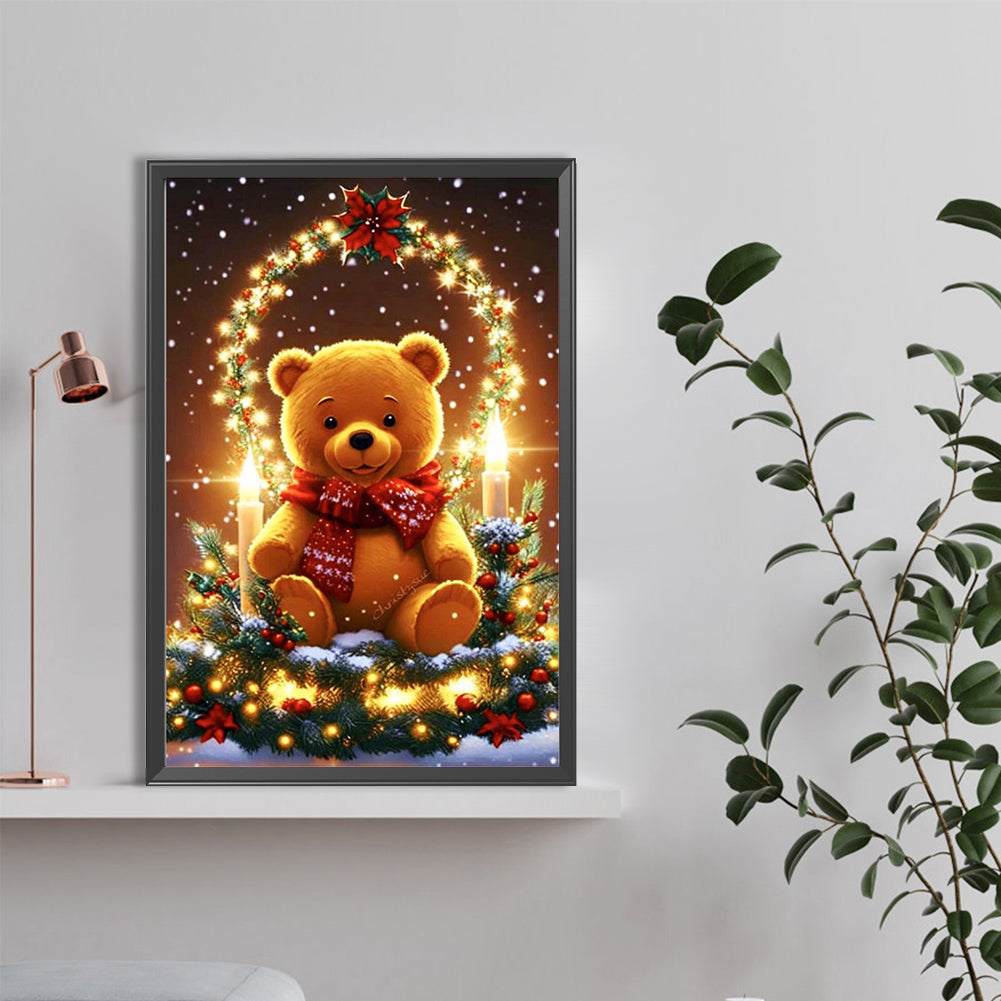 Christmas Teddy Bear - Full Round Drill Diamond Painting 40*60CM