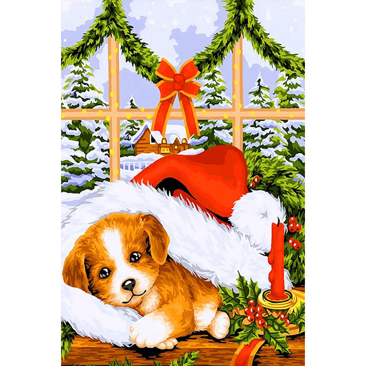 Christmas Model Christmas Dog - Full Round Drill Diamond Painting 40*60CM