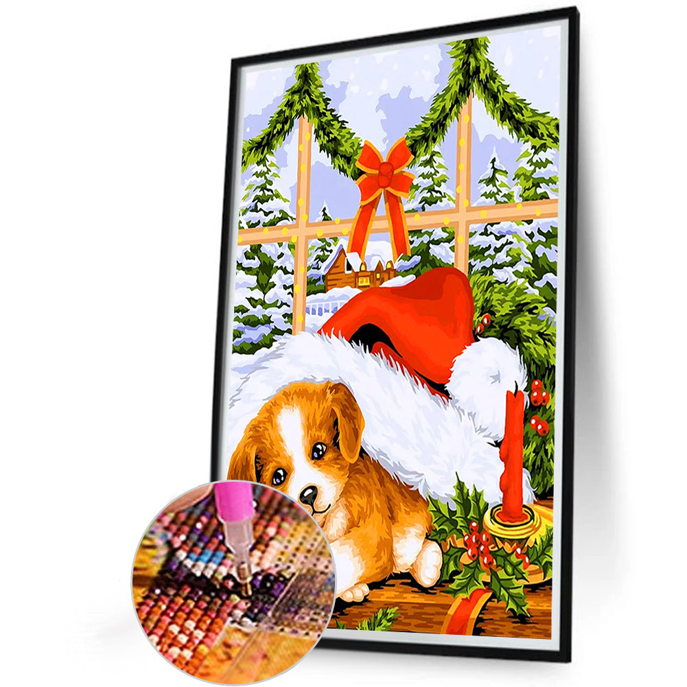 Christmas Model Christmas Dog - Full Round Drill Diamond Painting 40*60CM