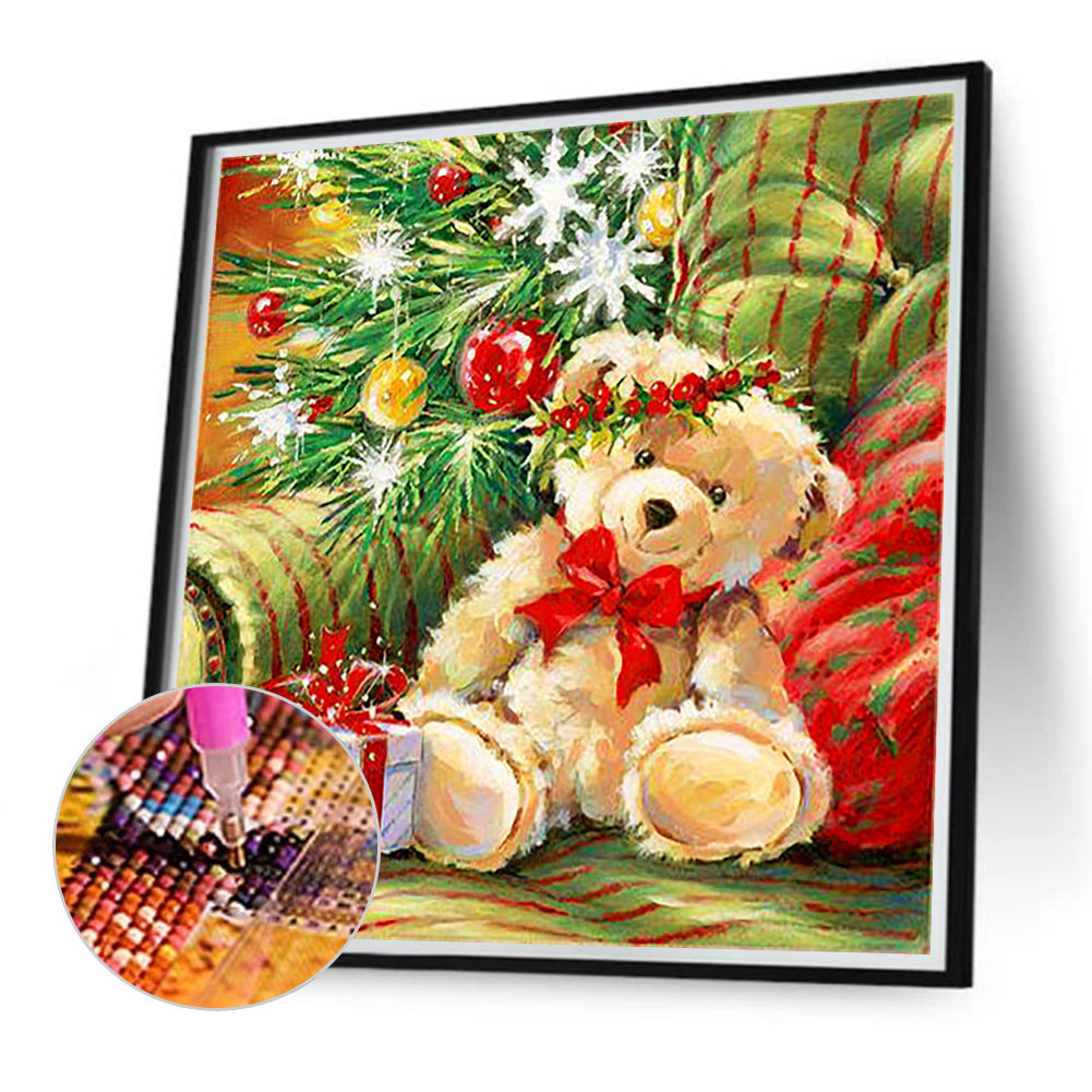 Christmas Teddy Bear - Full Round Drill Diamond Painting 40*40CM