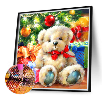 Christmas White Bear Doll - Full Round Drill Diamond Painting 40*40CM