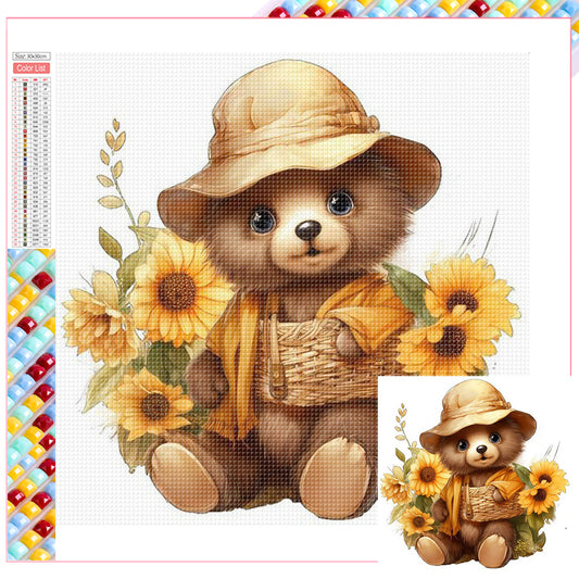 Sunflower Bear - Full Square Drill Diamond Painting 30*30CM