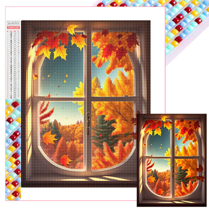 Autumn Leaves Outside The Window - Full Square Drill Diamond Painting 30*40CM