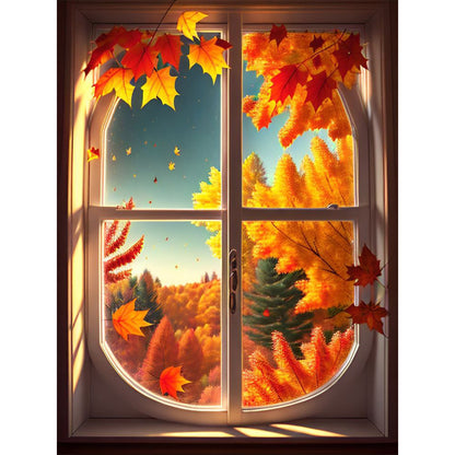 Autumn Leaves Outside The Window - Full Square Drill Diamond Painting 30*40CM