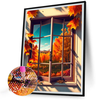 Autumn Leaves Outside The Window - Full Square Drill Diamond Painting 30*40CM