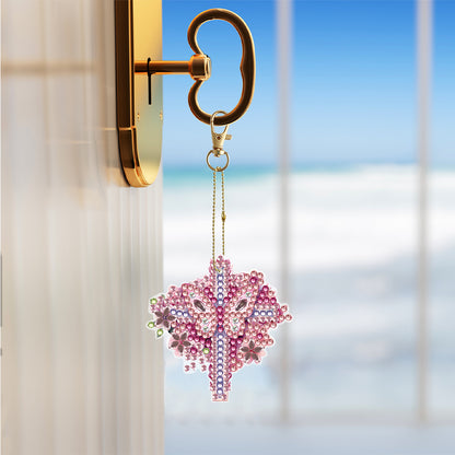 5PCS Double Sided Special Shape Diamond Painting Keychain (Crucifix)