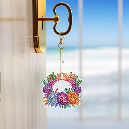 6PCS Double Sided Special Shape Diamond Painting Keychain (Flower Garland)