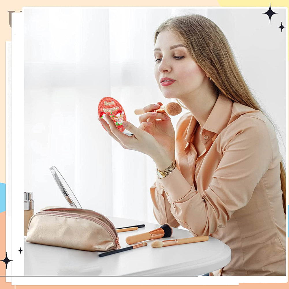 Double Sided Special Shape Diamond Painting Compact Mirror (Santa #1)