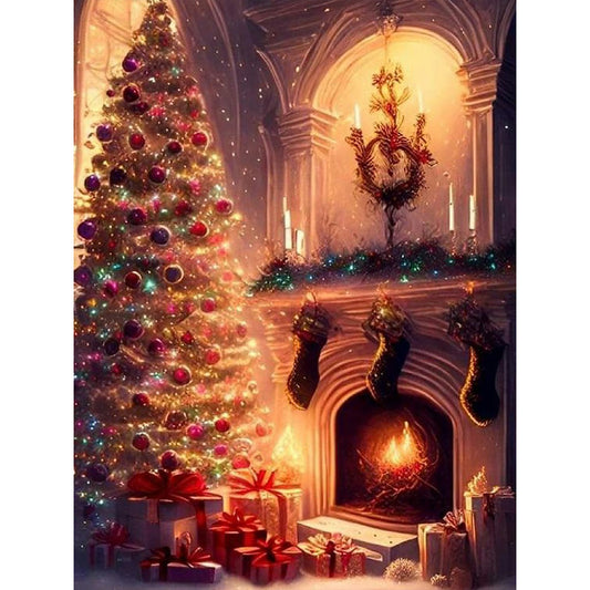 Christmas Warm Fireplace - Full Round Drill Diamond Painting 30*40CM