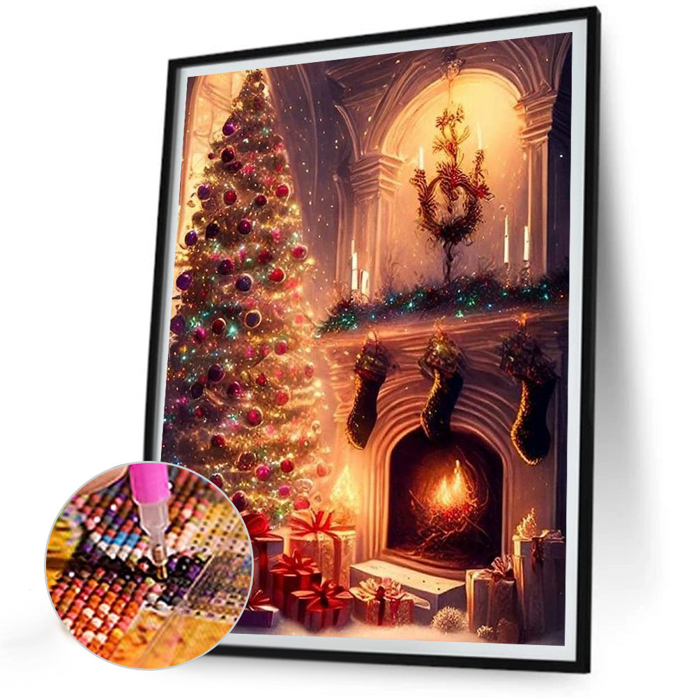 Christmas Warm Fireplace - Full Round Drill Diamond Painting 30*40CM