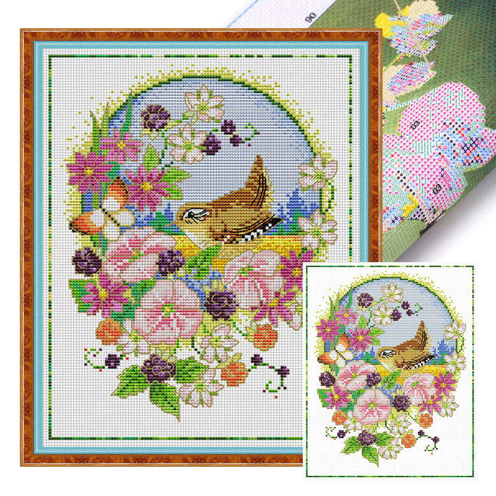 Flowers And Birds 2 - 11CT Stamped Cross Stitch 35*40CM£¨Spring£©