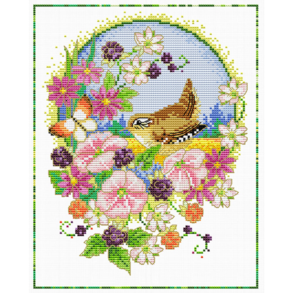 Flowers And Birds 2 - 11CT Stamped Cross Stitch 35*40CM£¨Spring£©