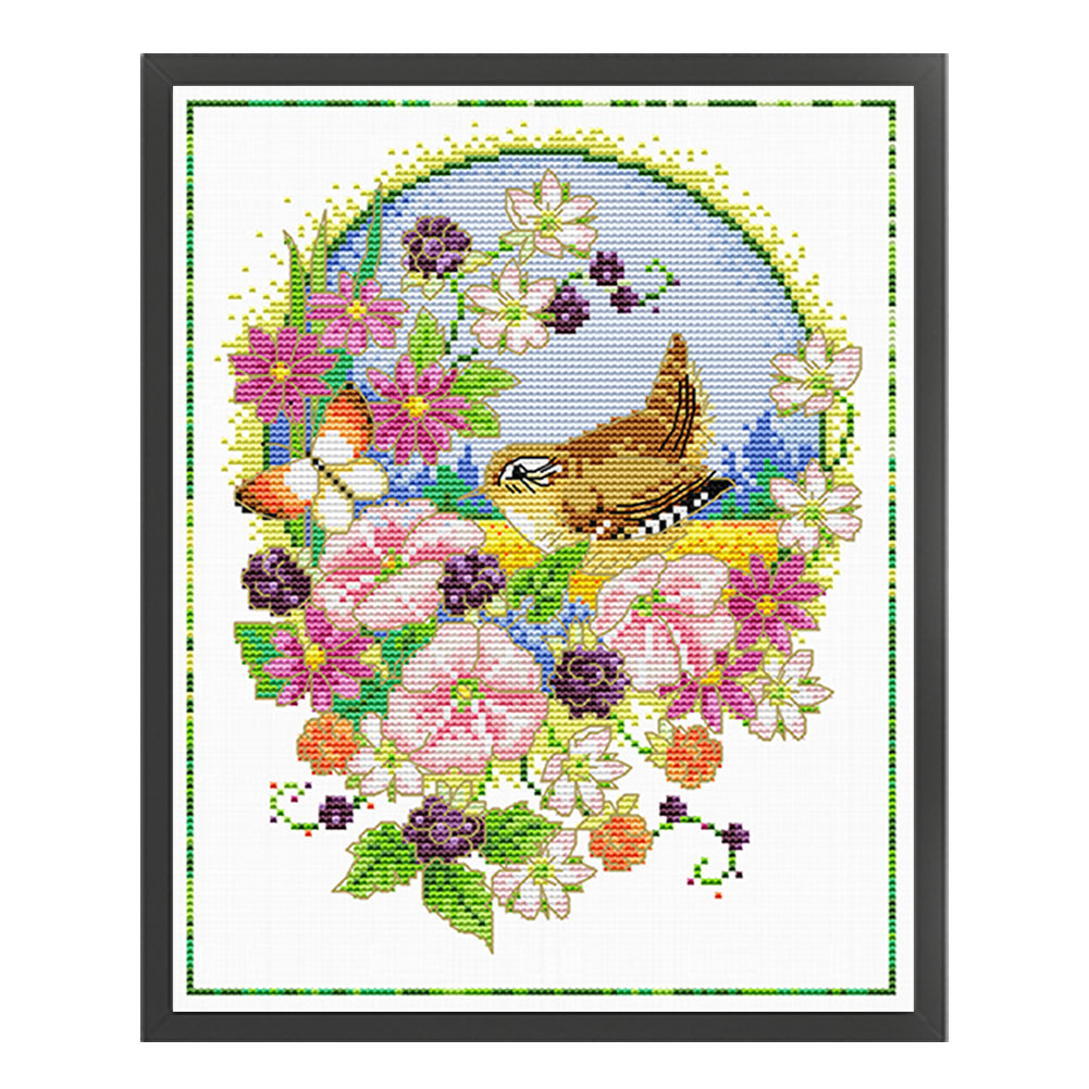 Flowers And Birds 2 - 11CT Stamped Cross Stitch 35*40CM£¨Spring£©