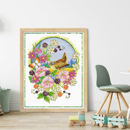 Flowers And Birds 2 - 11CT Stamped Cross Stitch 35*40CM£¨Spring£©