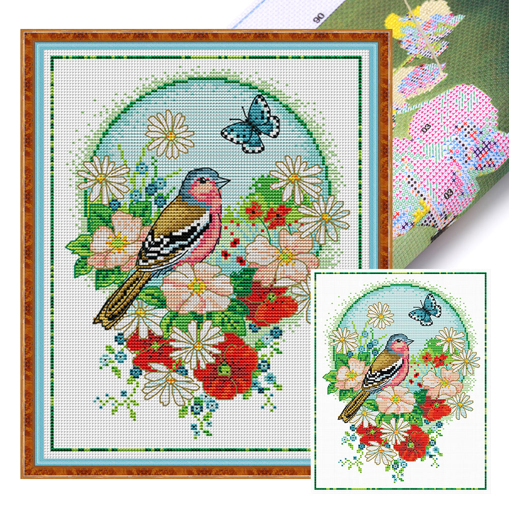 Flowers And Birds 3 - 11CT Stamped Cross Stitch 35*40CM£¨Spring£©