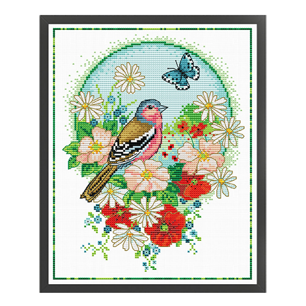 Flowers And Birds 3 - 11CT Stamped Cross Stitch 35*40CM£¨Spring£©