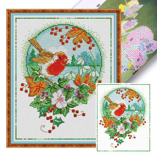 Flowers And Birds 4 - 11CT Stamped Cross Stitch 35*40CM£¨Spring£©