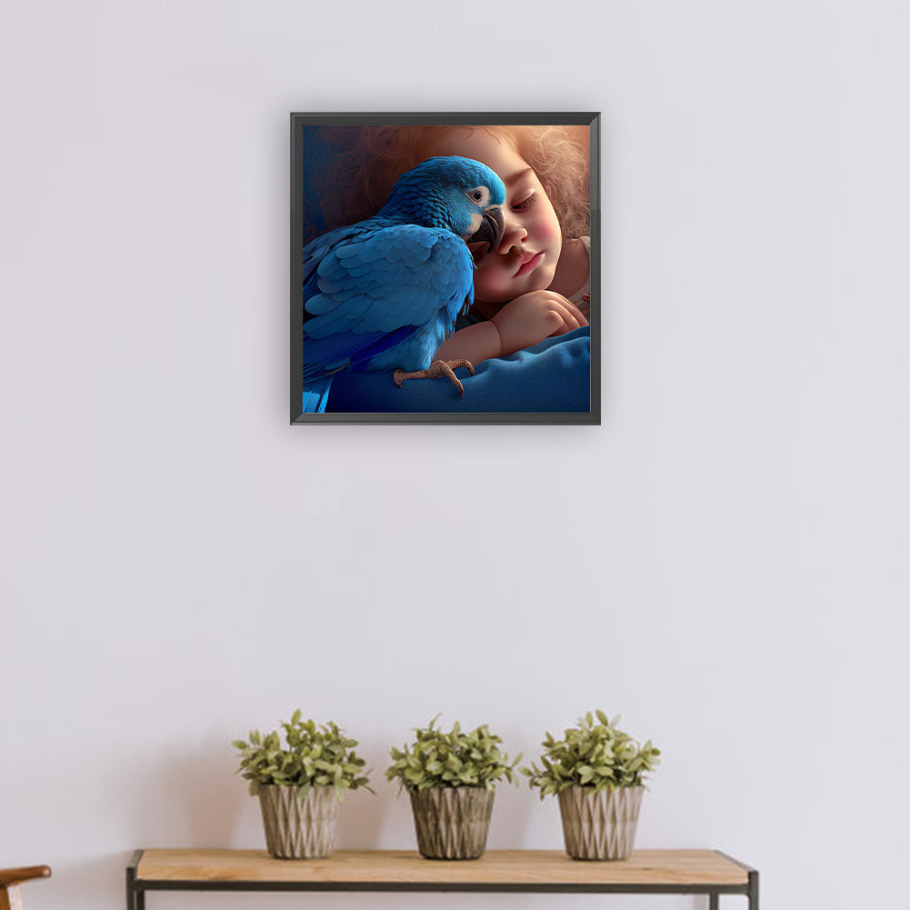 Bluebird And Girl - Full Round Drill Diamond Painting 30*30CM