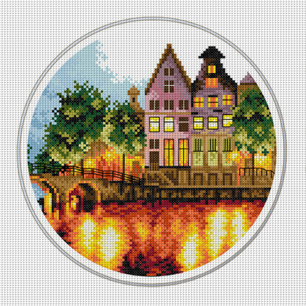 Luminous City - 11CT Stamped Cross Stitch 35*35CM£¨Spring£©