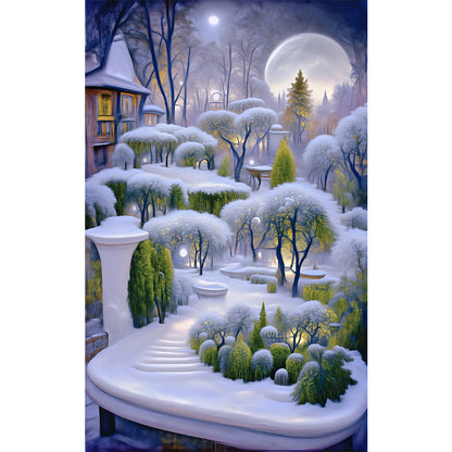 Garden In The Snow - Full Round Drill Diamond Painting 50*80CM