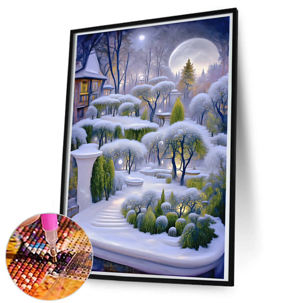 Garden In The Snow - Full Round Drill Diamond Painting 50*80CM