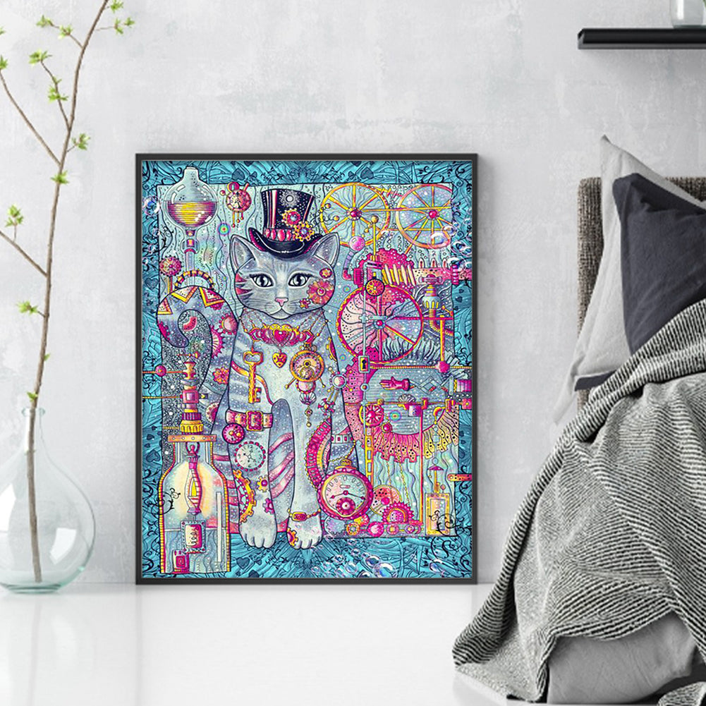 Gem Cat - 11CT Stamped Cross Stitch 45*55CM