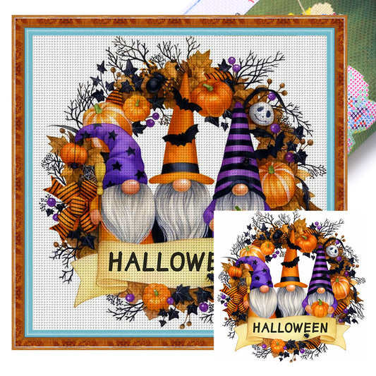Autumn Gnome Wreath - 11CT Stamped Cross Stitch 40*40CM