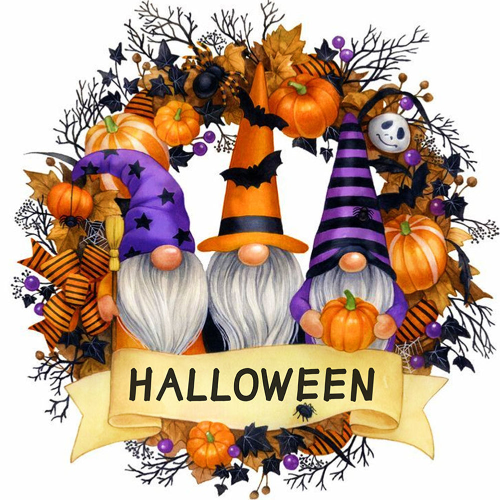 Autumn Gnome Wreath - 11CT Stamped Cross Stitch 40*40CM