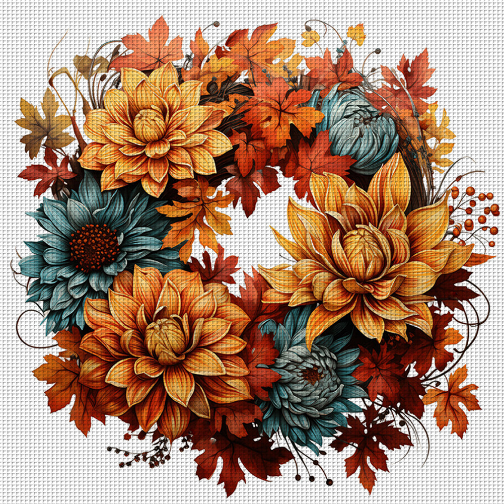 Autumn Wreath - 11CT Stamped Cross Stitch 40*40CM
