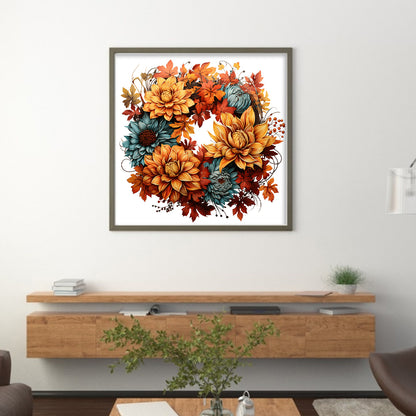 Autumn Wreath - 11CT Stamped Cross Stitch 40*40CM