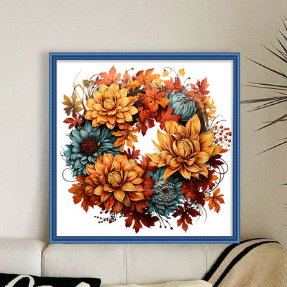 Autumn Wreath - 11CT Stamped Cross Stitch 40*40CM