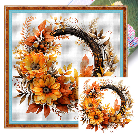 Autumn Wreath - 11CT Stamped Cross Stitch 40*40CM