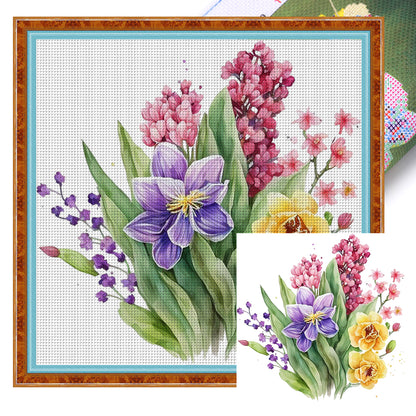 Watercolor Flowers - 11CT Stamped Cross Stitch 45*45CM
