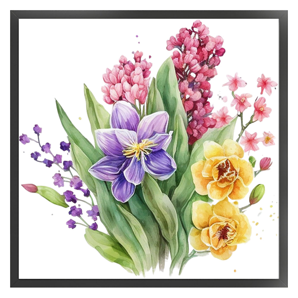 Watercolor Flowers - 11CT Stamped Cross Stitch 45*45CM