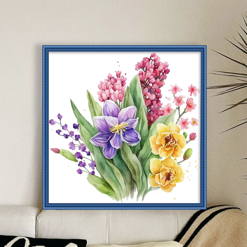 Watercolor Flowers - 11CT Stamped Cross Stitch 45*45CM