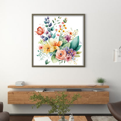 Watercolor Flowers - 11CT Stamped Cross Stitch 45*45CM
