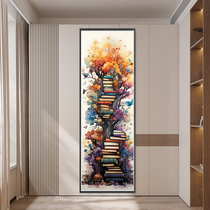 Stack Of Books With Flowers - 11CT Stamped Cross Stitch 30*80CM