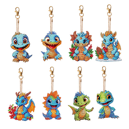 8PCS Double Sided Special Shape Diamond Art Keyring Baby Dinosaur (YS272)