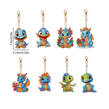 8PCS Double Sided Special Shape Diamond Art Keyring Baby Dinosaur (YS272)