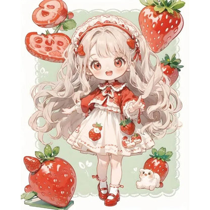Strawberry Girl - 11CT Stamped Cross Stitch 40*50CM