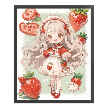 Strawberry Girl - 11CT Stamped Cross Stitch 40*50CM