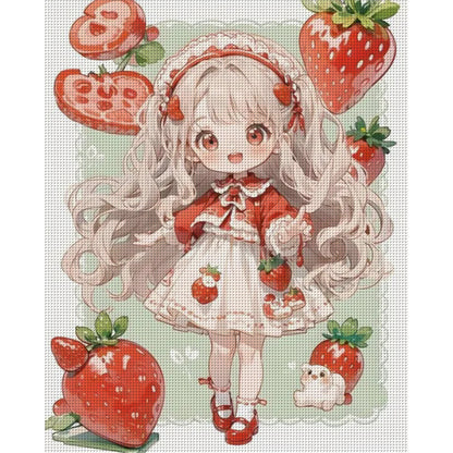 Strawberry Girl - 11CT Stamped Cross Stitch 40*50CM