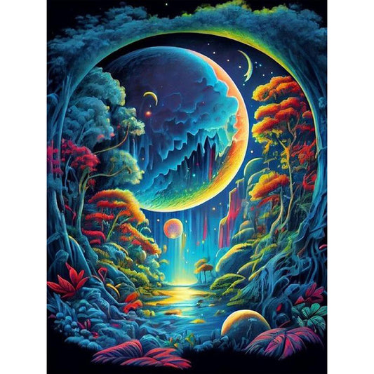 Fantasy Mirror Under The Moon - Full Round Drill Diamond Painting 30*40CM