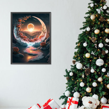 Fantasy Mirror Under The Moon - Full Round Drill Diamond Painting 30*40CM