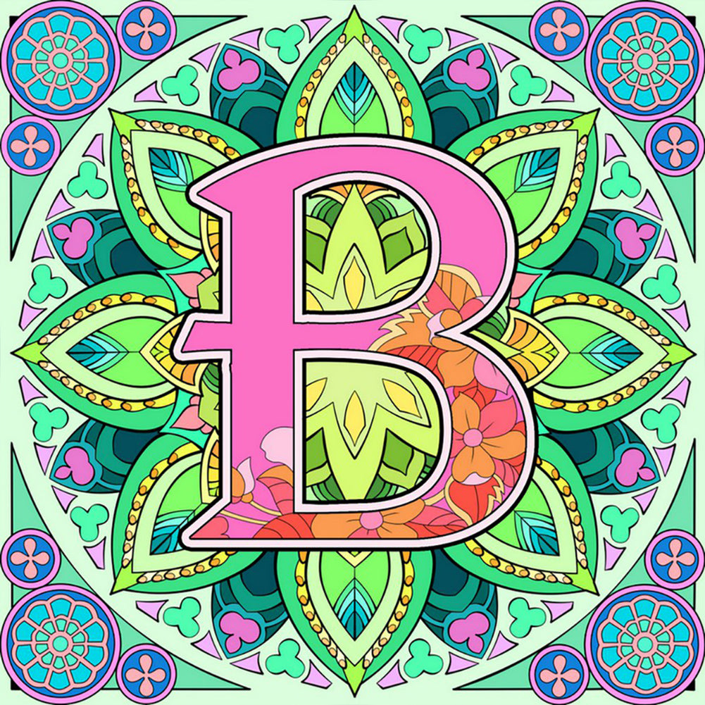 Mandala Letter B - Full Round Drill Diamond Painting 30*30CM