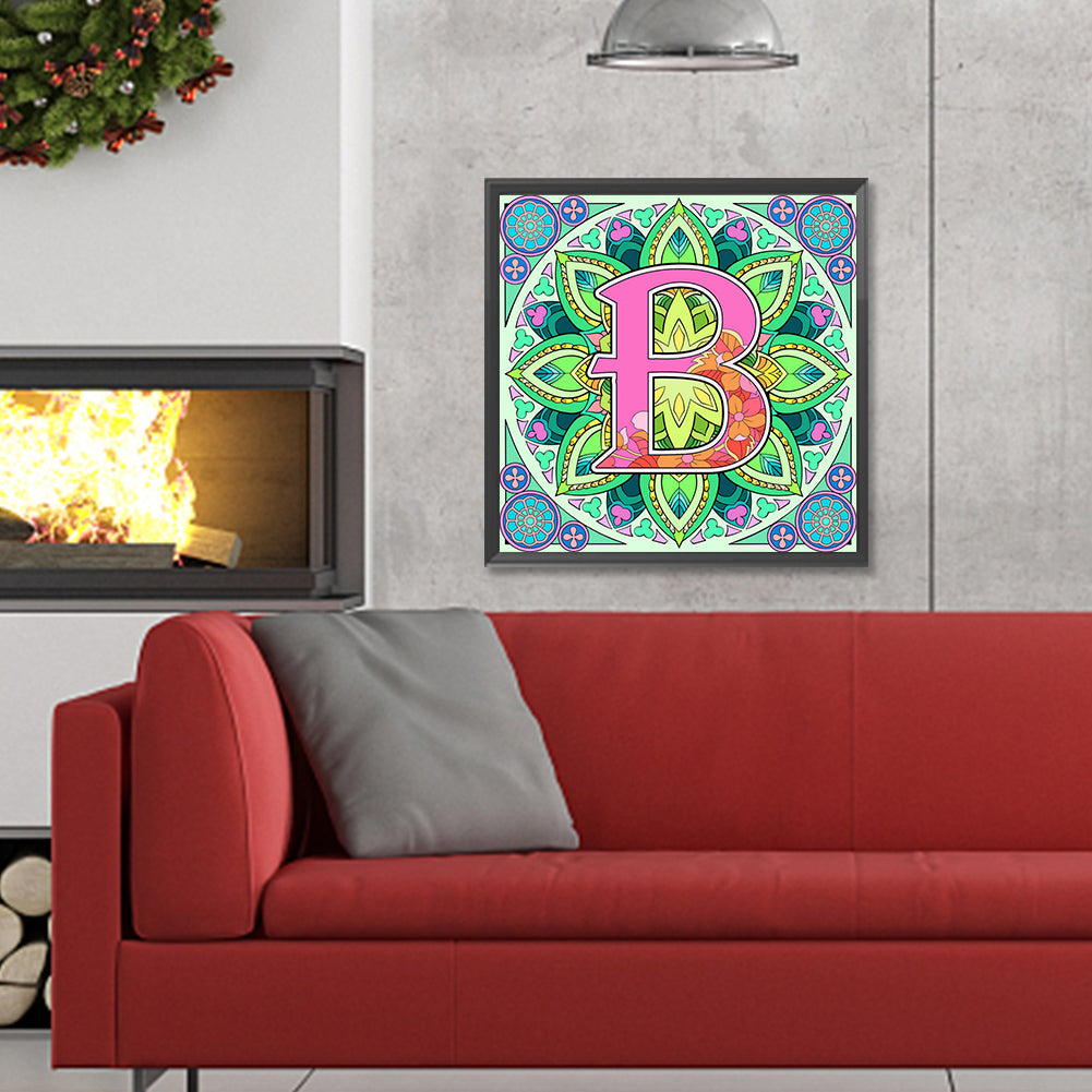 Mandala Letter B - Full Round Drill Diamond Painting 30*30CM