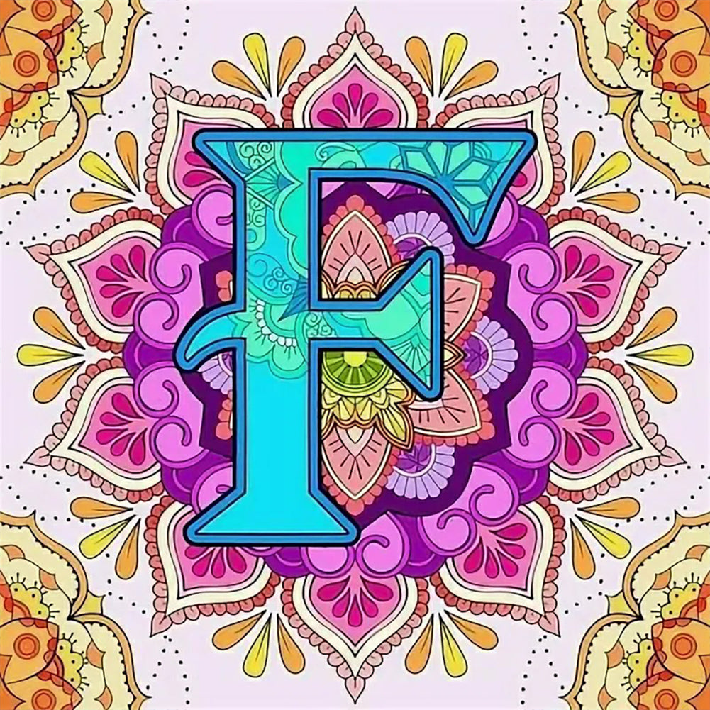 Mandala Letter F - Full Round Drill Diamond Painting 30*30CM