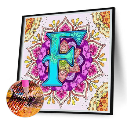 Mandala Letter F - Full Round Drill Diamond Painting 30*30CM
