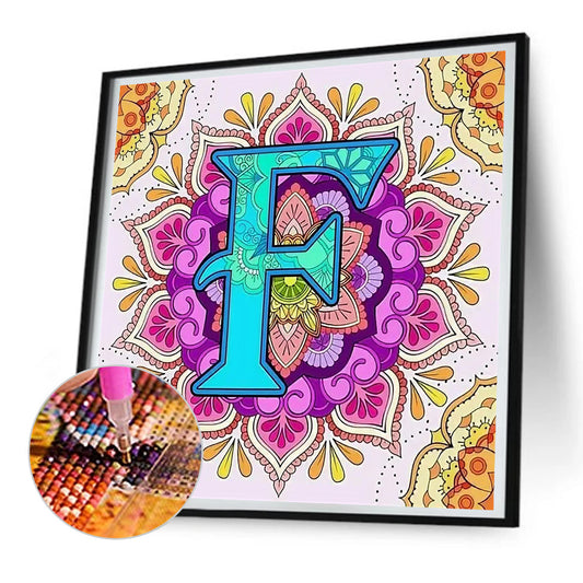 Mandala Letter F - Full Round Drill Diamond Painting 30*30CM
