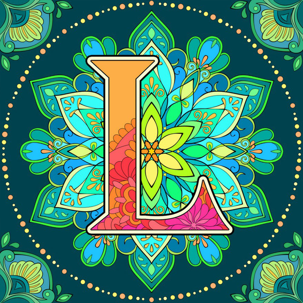 Mandala Letter L - Full Round Drill Diamond Painting 30*30CM